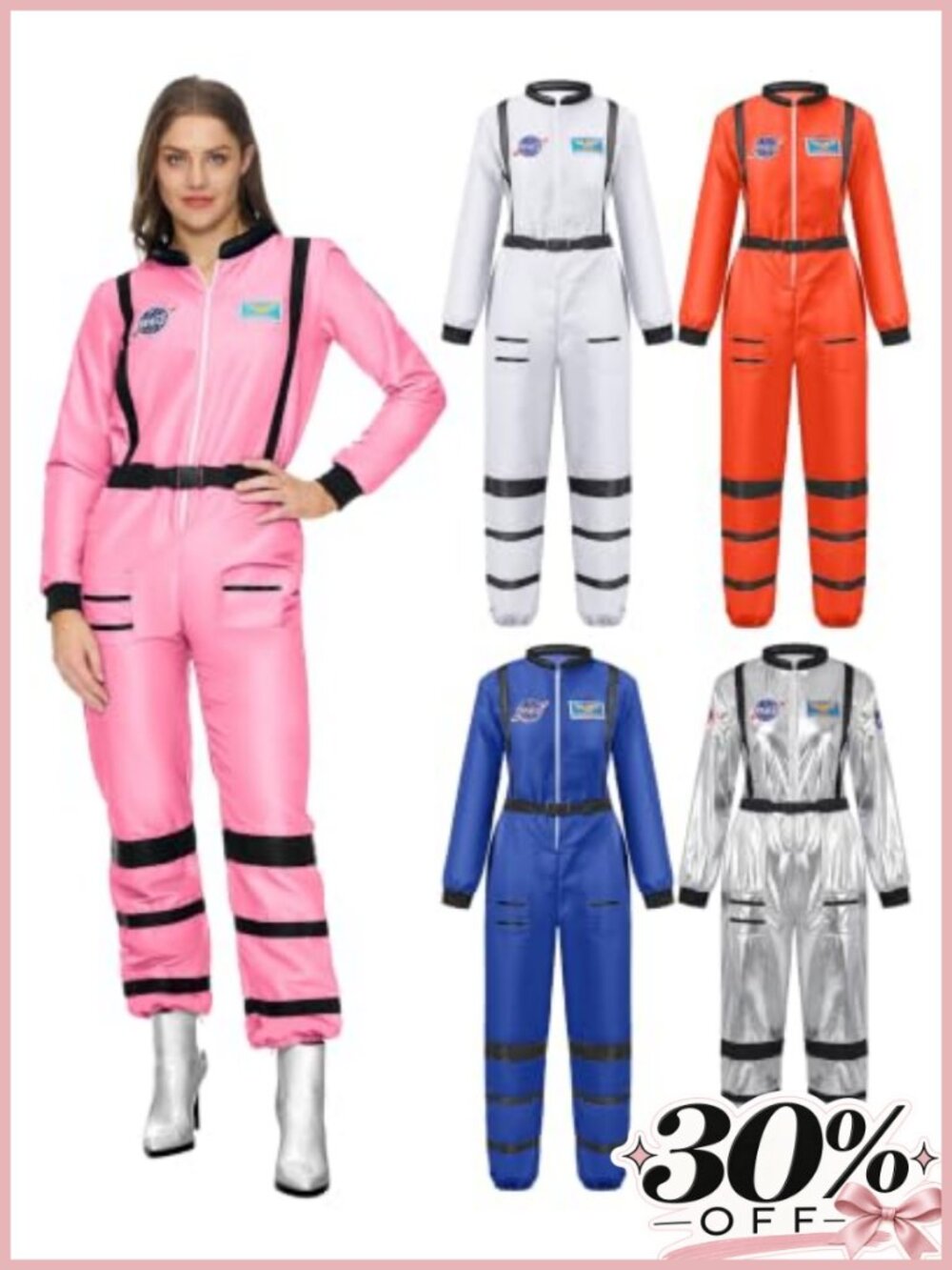 Adult Astronaut Costume Women White Jumpsuit Halloween Cosplay Space Suit